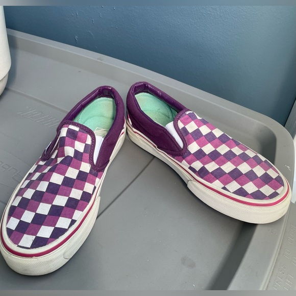 White and purple checkered Vans women’s 9 - Picture 2 of 7